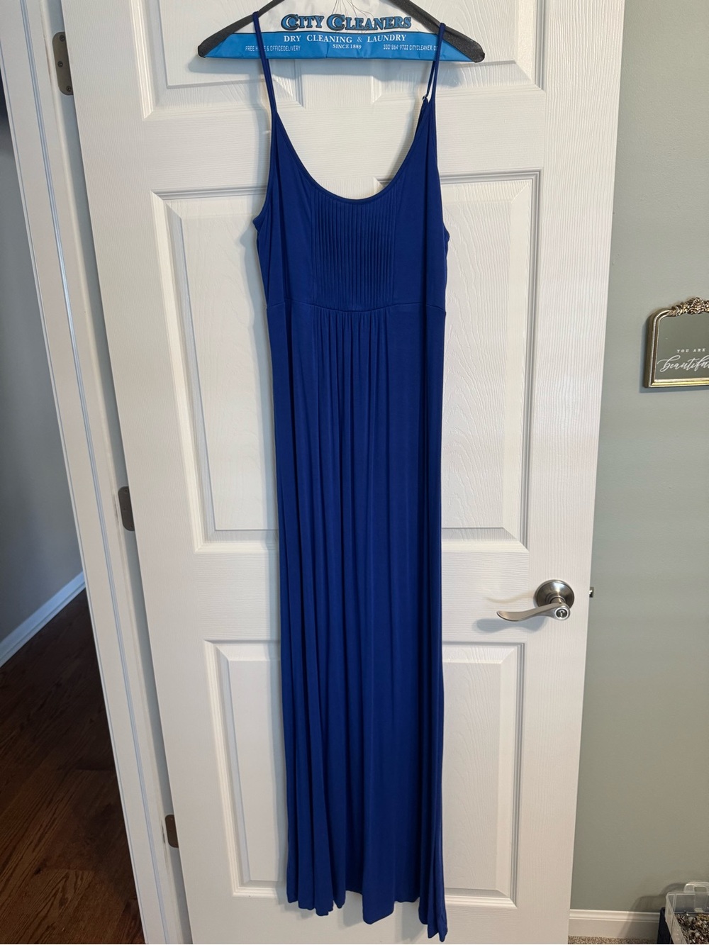 Women’s Royal Blue Maxi Dress - Sleeveless Spaghetti Strap